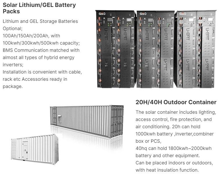 ESS 10 ปี ระยะเวลาใช้งาน แบตเตอรี่ภายนอก 1MWh 5MWh 10MWh 20ft 40ft ถัง แบตเตอรี่แสงอาทิตย์ ระบบเก็บพลังงาน