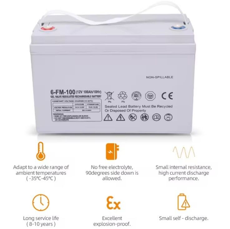 วาล์ววงจรลึก ปรับเปลี่ยน สามารถชาร์จใหม่ได้ 65ah 75ah 85ah 100ah 150ah 200ah 12 วอลต์ 12v เจล แบตเตอรี่กรดหูปลอมแสงอาทิตย์
